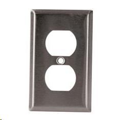 DUPLEX RECEPTACLE PLATE STAINLESS STEEL 