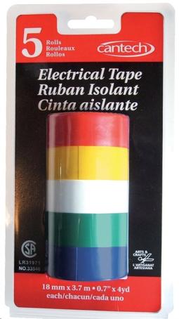 ELECTRICAL TAPE 5X COLOURS 18MM X 3.8M   