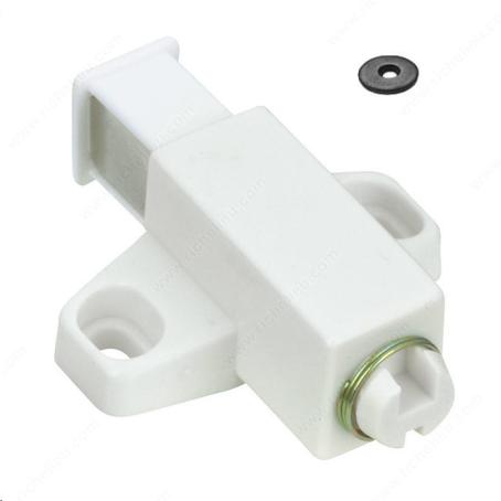 SINGLE AUTOMATIC MAGNETIC LATCH W/SCREWS+PLATE WHITE