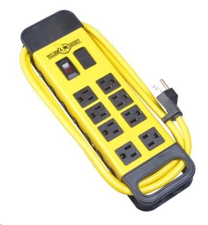 YELLOW JACKET 8 OUTLET/2 USB POWER BLOCK 6' CORD